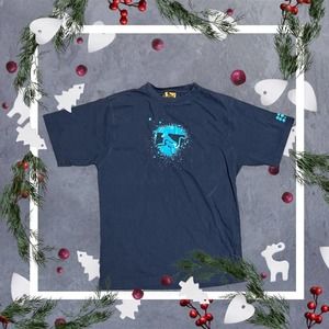 Vintage‎ mens drunk monkey skater blue shirt large